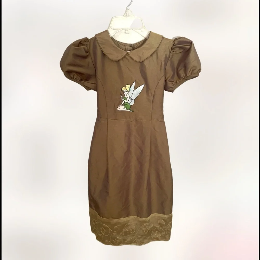 DISNEY Vintage satin green tinkerbell fancy costume dress girls size 7/8